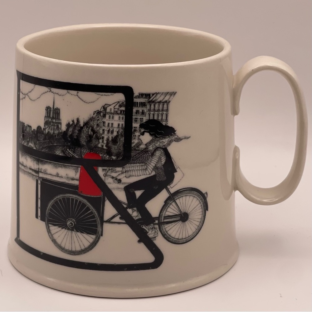 Anthropologie Florence Balducci Mug Paris Bicycle Pedicab Graphic Coffee Cup